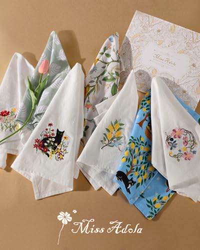 Embroidered Flour Sack Kitchen Towels, Cute Birdie | Exquisite Embroidery, Pure Cotton, Lightweight, Nostalgic Design, with Hanging Loop, Softer After Wash, Machine Washable - color: Birdie