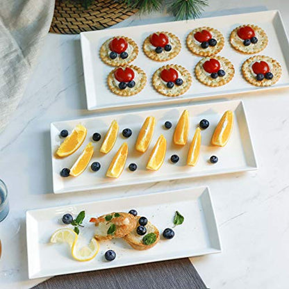 Sweese Serving Platter, 15.5/13.8/11.7 Inch Rectangle Porcelain Serving Trays, Serving Dishes for Entertaining, White Platters for Serving Food Party, Turkey Platter for Thanksgiving, Set of 3 - size: 15.5/13.8/11.7 Inch