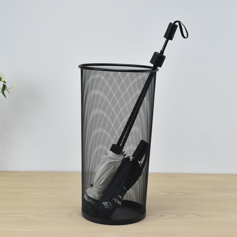 2 Pack Large Umbrella Holder, 10.5x20 Inch Metal Mesh Umbrella Stand, Freestanding Bucket for Umbrellas, Canes, Walking Sticks, Wrapping Paper, Entryway, Home, Office, Hotel, Black