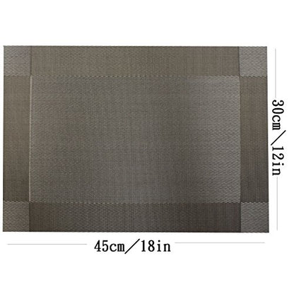 Placemats Washable Easy to Clean Woven Vinyl Placemats for Kitchen Table Heat-resistand Table placemats Mats 12x18 inches Set of 6 (Grey) - color: Gray, size: placemats set of 6