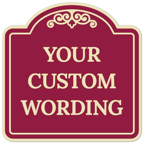 Custom Decorative Sign, Personalized Metal Sign for Business, Driveway, Home, Airbnb, Office Door Plaque,Burgundy Background Sign, 8x8 Inches, ACM, Fade Resistant, Made in USA by Sigo Signs - color: Burgundy Background, size: 8x8