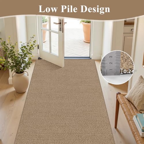 HEBE Washable Hallway Runner Rug 2'x6', Cotton Woven Kitchen Rug Runner | Non Slip Rubber Backed Hall Runners, Neutral Cotton Floor Carpet Runner for Entryway,Hallway, Bedroom,Bedside Rug - size: 2' x 6' (Rectangular)