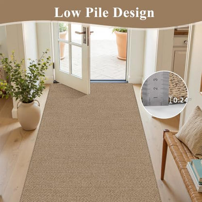 HEBE Cotton Woven Small Area Rug 2'x3', Washable Braided Indoor Door Mat | Non Slip Rubber Backed Entryway Rug, Neutral Low Profile Doormat Entrance Carpet for Front Porch, Bathroom, Kitchen - size: 2' x 3' (Rectangular)