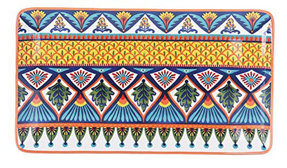 Bico Havana Ceramic 14 inch Rectangular Serving Platter, Set of 2, for Serving Salad, Pasta, Cheese, Ham, Appetizer, Microwave & Dishwasher Safe - style: Havana