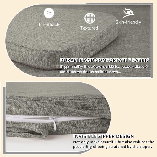 ELFJOY Non-Slip Chair Cushions for Dining Chairs Light Grey 16.7"x16" | 4 Pack, with Ties and Washable Cover, U Shape, Breathable Fabric, for Kitchen Dining Office Folding Chairs，Comfortable - color: Light Grey