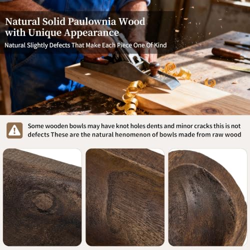Hanobe 39" Large Wood Decorative Dough Bowl for Dining Table Centerpiece | Extra Long Brown, Farmhouse Style, Wooden Catch All Key Tray for Kitchen Counter, Coffee Table, Entryway Decor