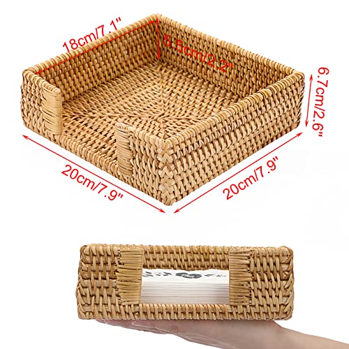 Sumnacon Napkin Holder,Wicker Napkin Holder Table,Rattan Napkin Basket,Square Napkin Tray,Flat Napkin Holders for Kitchen Dinning Table Desk Counter Restaurant Party Bar,Honey Brown - color: Honey Brown, size: 6.5 x 6.5 inch/ Luncheon