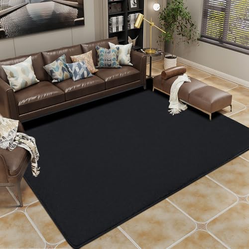 HOMORE 4x6 Area Rug for Living Room Bedroom Memory Foam Rug for Kids Room | Low Pile,Non Slip,Washable, Black Throw Carpet for Dining Room Dorm - color: Black, size: 4 x 6 Feet (Rectangular)