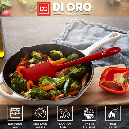 DI ORO® 3-Piece Silicone Spatula Set - 315°C Heat Resistant Non Stick Rubber Kitchen Spatulas for Cooking and Baking - Award-Winning Professional Grade Spatula Set - Best Silicone Utensil Set - color: Red