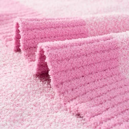 Carriediosa Heather Throw Blanket 50x60, 400GSM Ultra Soft Microfiber | Hot Pink, Fuzzy Fluffy Cozy Plush Knit Knitted Throws, Lightweight Cute Preppy Fall Blankets for Couch, Bed - color: Heather - Hot Pink, size: 50" X 60"