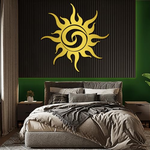 Wacky Sun Metal Wall Decor, Abstract Sun Metal Wall Art for Living Room, Bedroom, Office(Gold,35"Hx35"W/90x90cm) - color: Gold, size: 35"Hx32"W/90x80cm