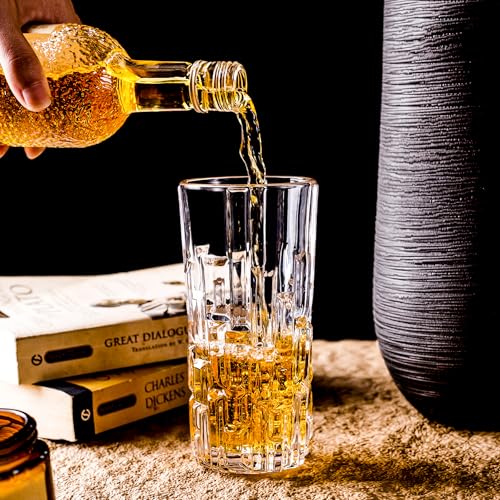 Highball Glasses Set of 6, Water Glasses, Collins Tall Beverage Cups Glassware for Drinks, Water, Beer, Soda, Cocktail 10 OZ - style: Style F