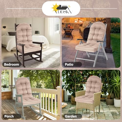 Yddsky Adirondack Chair Cushion, Rocking Cushions 44x19.4x4 inch, High Back Patio Recliner Cushion of Upper and Lower with Ties, Sunscreen and Fade-Resistant Khaki,2 - color: Khaki