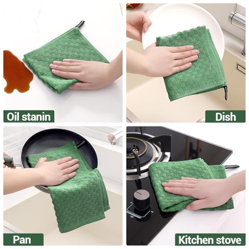 Homaxy 100% Cotton Terry Dish Cloths, 12"x12", 6-Pack, Grass Green | Ultra Soft Absorbent Dish Towels with Hanging Loop, Pineapple Grid Designed - color: Grass Green, size: 12 x 12 - 6 Pack