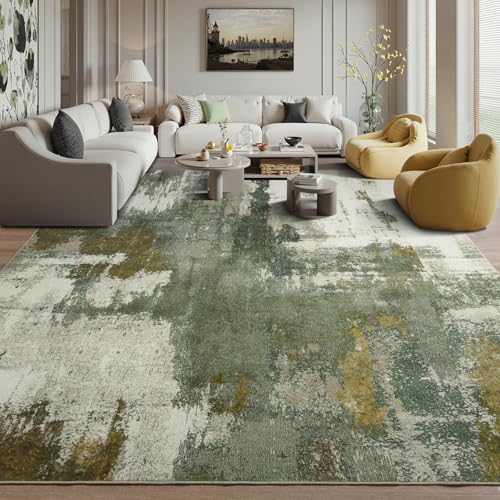 Kelarea Washable Area Rug 6x9, Non-Slip Low Pile Abstract Green | Water & Stain Resistant, Pet Friendly, Easy Clean, Ultra Soft, for Living Room, Bedroom, Nursery, Ofiice - color: Green, size: 6' x 9' (Rectangular)