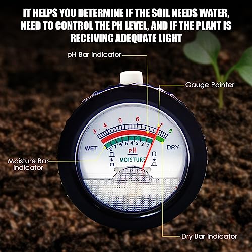 2-in-1 Soil PH Meter Digital Soil pH Moisture Sensor Meter | 295mm Long Electrode Ph Checker and Humidity Test Gardening Tool Kits for Plant, Indoor & Outdoor Plants, Garden, Lawn, Farm