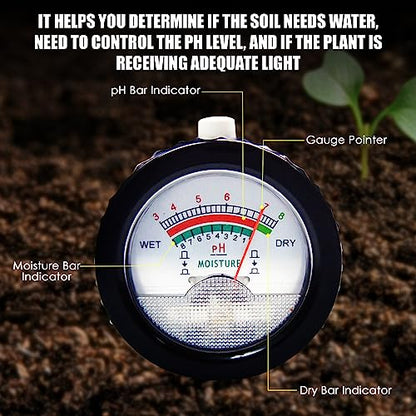 2-in-1 Soil PH Meter Digital Soil pH Moisture Sensor Meter | 295mm Long Electrode Ph Checker and Humidity Test Gardening Tool Kits for Plant, Indoor & Outdoor Plants, Garden, Lawn, Farm