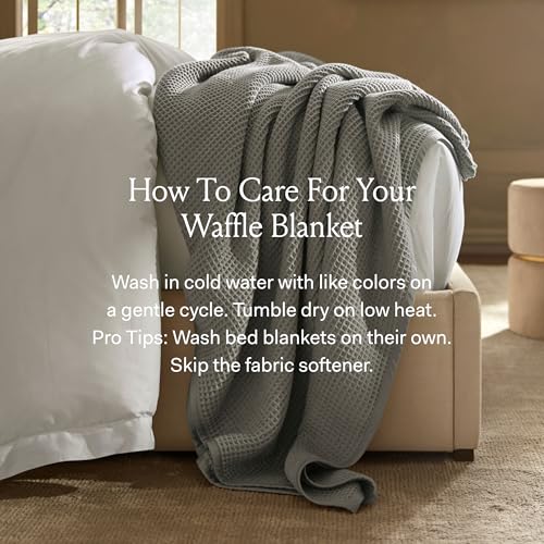 BOLL & BRANCH Waffle Bed Blanket, Twin/Twin XL, White | Luxury 100% Organic Cotton - Soft, Lightweight and Breathable - Textured Waffle Weave Design - color: White, size: Twin/Twin XL