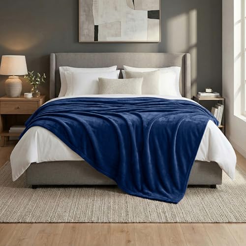 Americanflat 90x90 Fleece Throw Blanket - Soft and Breathable Throw Blanket for Couch, Bed, Chair - Oversized Fleece Blankets Perfect for Home, Bedroom, or Outdoor Use - Blue - color: Blue, size: 90x90
