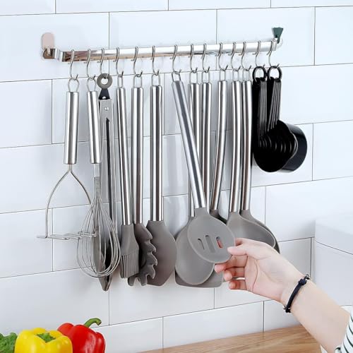 Kitchen Utensils Set, Kyraton 38 Piece Silicone kitchen Cooking Utensils Set with Utensil Rack, Spoon Spatula Set, Non-Stick kitchen Gadgets, Dishwasher Safe - color: 1. With Utensil Holder