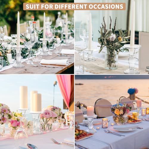 GUTE Glass Candle Holders 3 Pcs Crystal Clear Candlesticks Table Decor | Pillar/Taper/Tealight Candle Compatible,Thickened Crystal Glass,Stable Base,Wedding Centerpiece,Party,Dining Room,Decor
