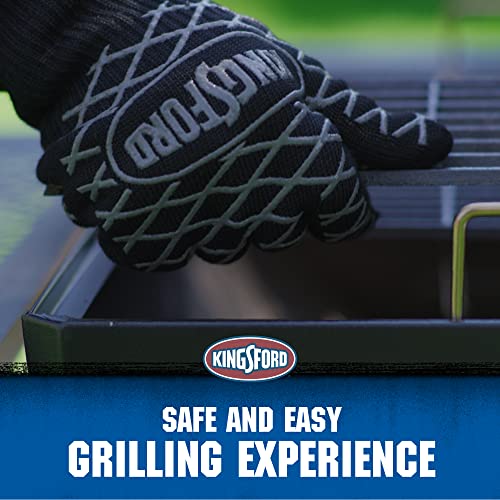 Kingsford Heat-Resistant BBQ Grill Gloves, Five Finger, 2 Count Pair | Protects hands from extreme temperatures, textured grip for secure hold, sold as a set of two
