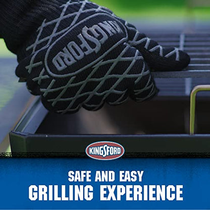 Kingsford Heat-Resistant BBQ Grill Gloves, Five Finger, 2 Count Pair | Protects hands from extreme temperatures, textured grip for secure hold, sold as a set of two