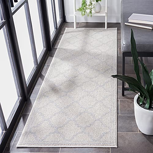SAFAVIEH Amherst Collection Runner Rug - 2'3" x 11', Beige & Light Grey, Moroccan Trellis Design, Non-Shedding & Easy Care, Ideal for High Traffic Areas in Living Room, Bedroom (AMT422E) - color: Beige/Light Grey, size: 2'3" x 11' (Runner)