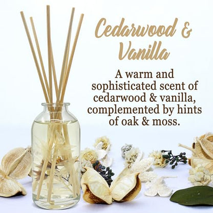 Reed Diffuser Set, Cedarwood & Vanilla - Bathroom Décor | Made with Essential Oils & Real Botanicals, Cedar, Oak and Moss, Made in the USA - color: Cedarwood & Vanilla