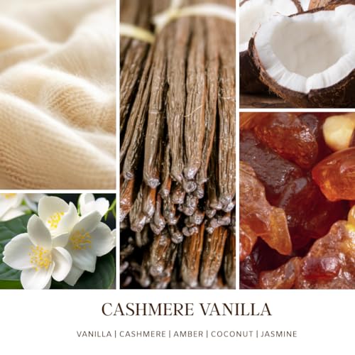 Crackling Wood Wick Vanilla Cashmere Scented Candle Natural Soy Wax 50 hrs Long Lasting Hand-Poured Highly Scented Crackle Wooden Wick Soothing Sound - color: Cashmere Vanilla-Wood Wick