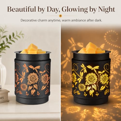 Sunflower Wax Melt Warmer Metal Wax Warmer for Scented Wax | Electric Fragrance Candle Oil Burner 2 in 1 Wax Melts as Gifts for Moms Grandma Women Girls - style: sunflower