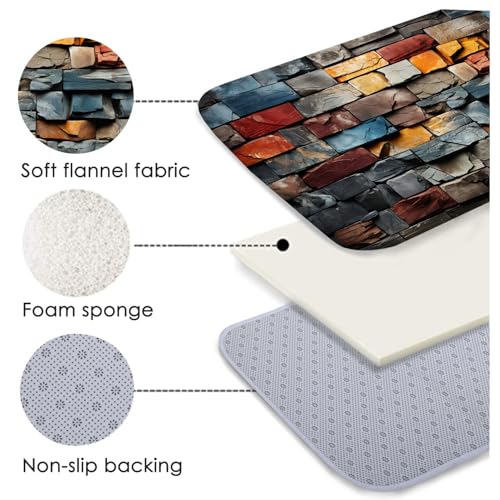 Non-Skid Low Pile Sponge Foam Door Entry Rug for Bathroom Mat,Separate Tub Shower Skid Proof Rugs, Home 3D Optical Illusion Rug Non Slip Bath Mats Welcome Mat 47 x 17.5 inches - color: Multi15