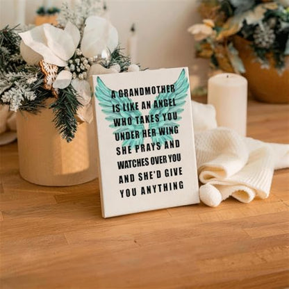 RTVJTERQ Grandma Canvas Wall Art, Grandmother Is Like An Angel Teal Wings Inspirational Print, Sentimental Gift for Grandma, Ready to Hang 8x10 Inches - color: Quote 23