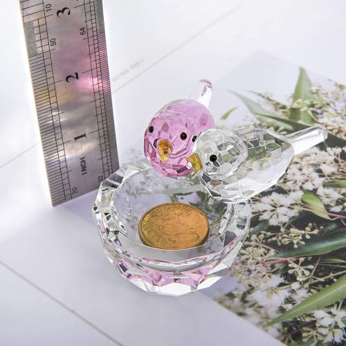 3.3'' Crystal Bird Figurine Collectible Art Glass Animal Gifts for Women | K9 Crystal,Bird Decor For Home,Glass Paperweight,Christmas Anniversary Wedding Party Decoration,Jewelry Organizer,Ring Holder - style: Double Birds