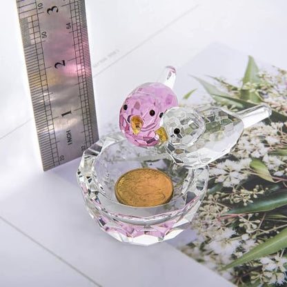 3.3'' Crystal Bird Figurine Collectible Art Glass Animal Gifts for Women | K9 Crystal,Bird Decor For Home,Glass Paperweight,Christmas Anniversary Wedding Party Decoration,Jewelry Organizer,Ring Holder - style: Double Birds