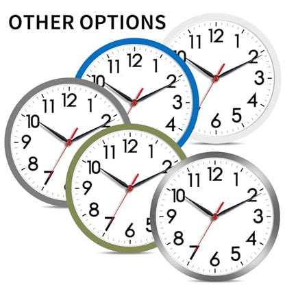 AKCISOT 8 Inch Wall Clock, Silent Battery Operated Analog Clock, Silver | Small Size | Bedroom | Office | Kitchen | Bathroom | Classroom | Modern | Easy to Read - color: B_silver, size: 8 Inch