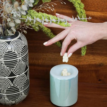 Happy Wax Iridescent Blue Mini Mod Warmer for Scented Wax - Small Tabletop with Timer - Electric, Ceramic with Removable No Mess Silicone Dish - color: Iridescent Blue