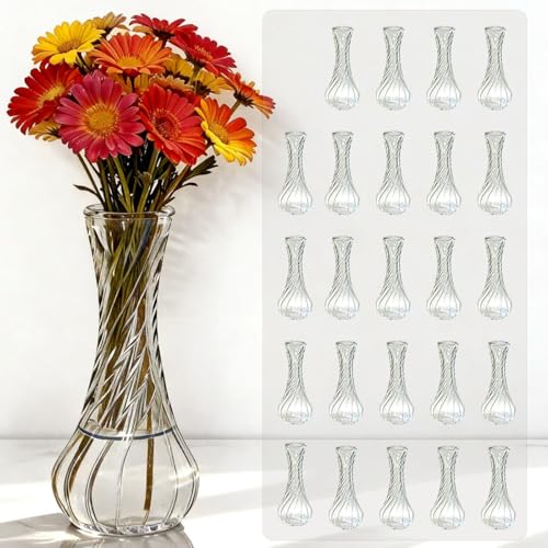 Sandraheer 24 Pack Clear Glass Bud Vases 6 Inch Vintage | Ideal for Flowers Centerpieces Wedding Home Table Decorations Vintage Clear Glass Vases Bulk Set - style: Clear-24 pcs