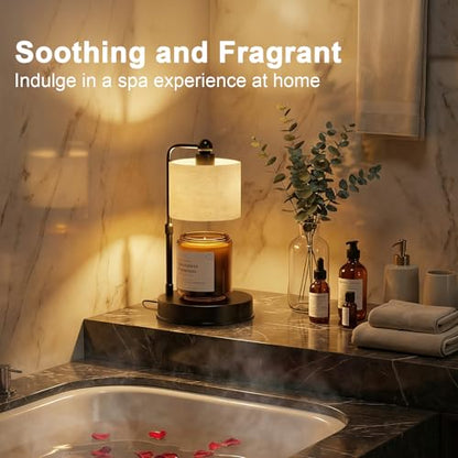 Candle Warmer Lamp with Timer, Best House Warming Gift, Height Adjustable & Dimmable Electric Candle Warmer Lamp, Includes 2 Bulbs, Birthday Gift for Women, Mom, Housewarming - Flaxen - color: Flaxen
