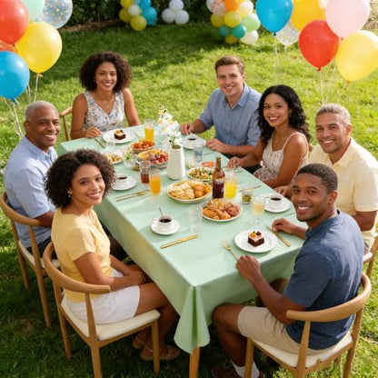 PVC Tablecloth Waterproof Rectangle Table Cloth, Oil Proof & 185°F Heat Resistant Wipeable Cover, Heavy Duty Non for Kitchen Dining Camping Festivities (70"x55") (Avocado Green) - color: Avocado Green