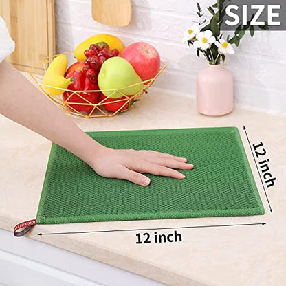 100% Cotton Waffle Weave Kitchen Dish Cloths, 6 Pack Ultra Soft Absorbent, Quick Drying Dish Towels, 6x6 Inches, Dish Rags for Drying Dishes & Daily Kitchen Use (Green) - color: Green