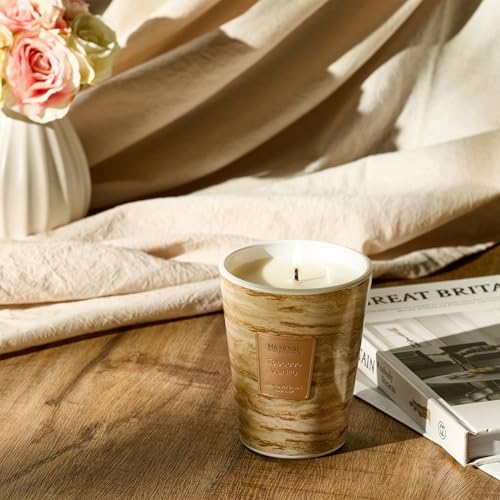 M&SENSE Tobacco Vanilla Scented Soy Candle, 3 Wick Highly Scented 14.1 Oz 75H, Aromatherapy Christmas Gift for Women and Men - color: TobaccoVanilla, size: Medium