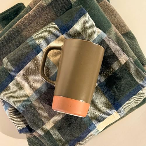 Mora Ceramics Large Tea Mug with Loose Leaf Infuser and Ceramic Lid, 18 oz, Portable, Microwave and Dishwasher Safe, Tall Coffee Cup - Rustic Matte Ceramic Glaze, Modern Herbal Tea Strainer, Olive - color: Olive