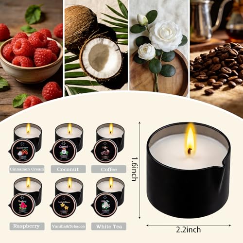 6 Pack Low Temperature Massage Oil Candle Set | Soy Wax That Melts Into Skin Nourishing Body Oil Massage Candle for Home Spa, Massage Therapy, Relaxation - Natural - 2.35 oz