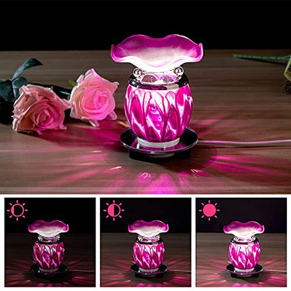 3 in 1 Electric Oil Warmer Scented Wax Warmer with with Auto Off Timer Candle Tar Melt Warmer Wax Melter Fragrance Oil Burner(Purple2 Timer) - color: Purple-timer