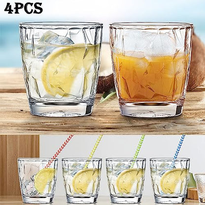 Plastic Glassware Tumbler Dishwasher Safe - Set of 4 Unbreakable Drinking Glasses, 10.5oz Reusable Acrylic Cups for Everyday Use (Clear) - color: Clear