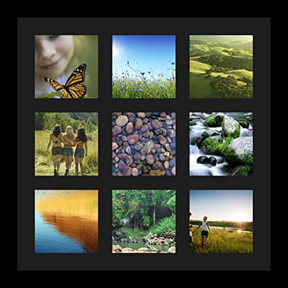 ArtToFrames Collage Photo Frame Single Mat with 9-5x5 Openings with Satin Black Frame and Black mat. - color: 9 - 5x5 - (2148), size: Black