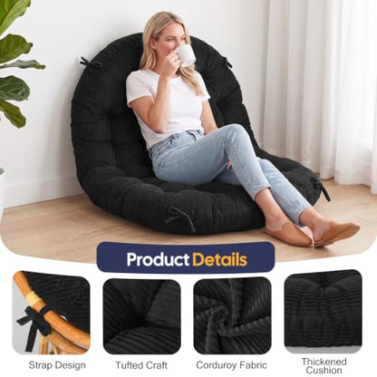 Papasan Chair Cushion Black - color: Black, size: 65x48 Inch