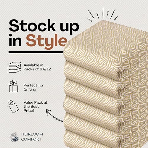 Beige Cloth Napkins Set of 6, 16x16 Inch, 100% Cotton, Diamond Pattern, Soft, Durable, Machine Washable Table Linen Napkin for Dinner, Farmhouse Dining, Family Gatherings, Daily Use - color: Beige, size: 16" x 16" (Set of 6)