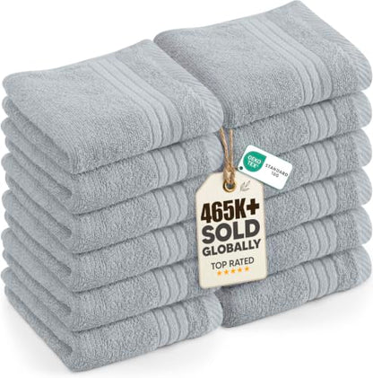 Utopia Towels 12 Pack Premium Wash Cloths, 12x12 in, 100% Cotton, Cool Grey | Highly Absorbent Soft Feel Lightweight Washcloths - Premium Ring Spun Cotton, Ideal for Bathroom, Spa, Gym & Face - color: Cool Grey